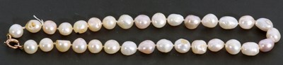 Lot 233 - Single row baroque pearl necklace, a row of 32...