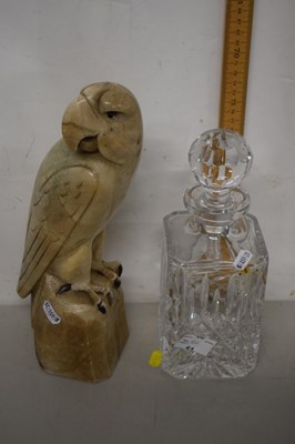 Lot 61 - A polished stone model of a parrot together...