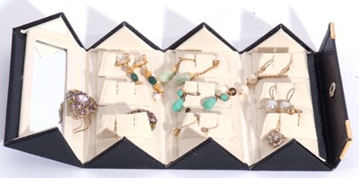 Lot 237 - Folding box to include eight pairs of earrings,...