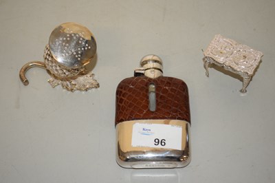 Lot 96 - Mixed Lot: Small hip flask, a miniature white...