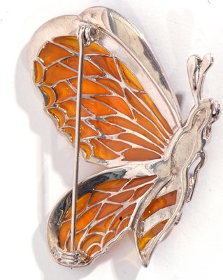 Lot 240 - Modern 925 butterfly brooch, the orange...