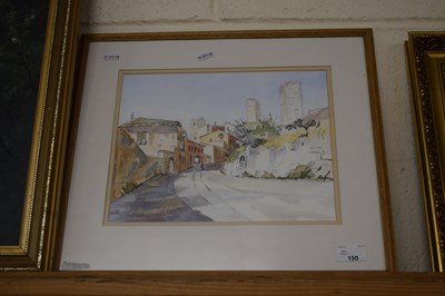 Lot 190 - M Fergie, study of a continental street scene,...