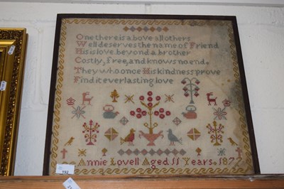 Lot 192 - A late Victorian sampler, with polychrome...