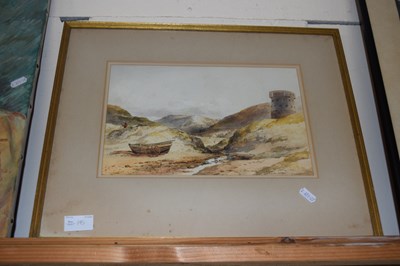 Lot 195 - E W Cooke, study of a coastal scene with tower...