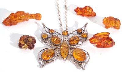 Lot 246 - Modern large 925 stamped amber open work...
