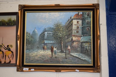 Lot 224 - Barnett study of a Parisian street scene, oil...