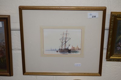 Lot 238 - Study of moored ship, watercolour,...