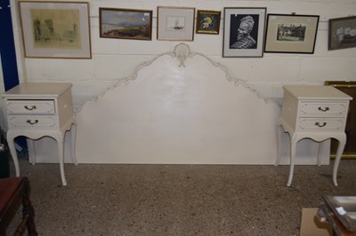 Lot 245 - A cream painted double headboard together with...