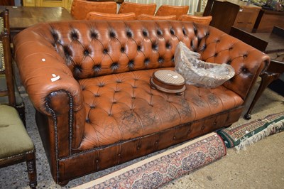 Lot 260 - Brown leather Chesterfield sofa