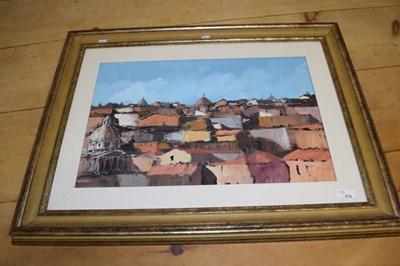 Lot 278 - Callo study of a European skyline, oil on...