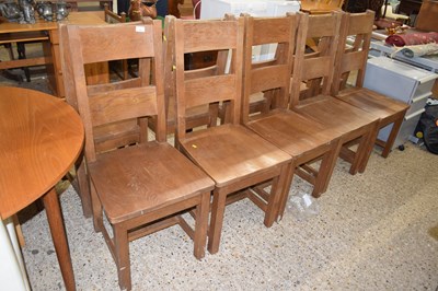 Lot 281 - A set of ten modern oak dining chairs