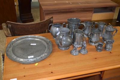 Lot 295 - Mixed Lot: Various pewter mugs, charger, tea...