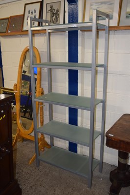 Lot 324 - Metal and frosted glass shelf unit