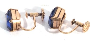 Lot 258 - Pair of vintage blue stone earrings of...