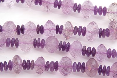 Lot 273 - Large amethyst bead necklace, a single row of...