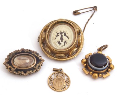 Lot 278 - Mixed Lot: Victorian banded agate mourning...