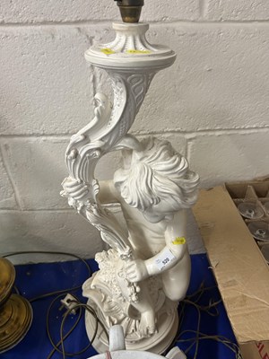 Lot 520 - A painted composition table lamp formed as a...