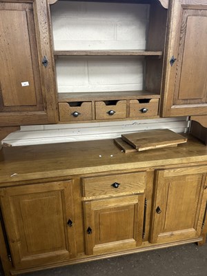 Lot 621 - Modern oak kitchen dresser two cupboards,...