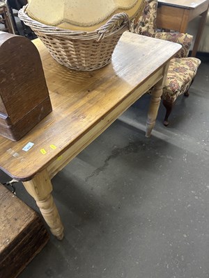 Lot 632 - Victorian pine kitchen table with turned legs...