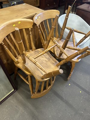 Lot 655 - Set of beech wood kitchen  chairs