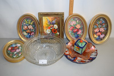 Lot 8 - Mixed Lot: Floral pictures, Carnival Glass...