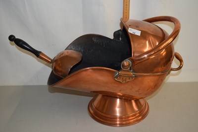 Lot 12 - A copper coal chute with shovel