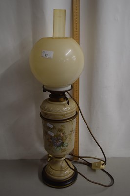 Lot 17 - Victorian oil lamp with later electrical...