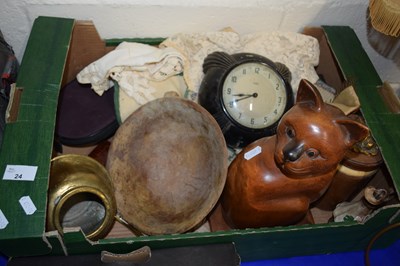 Lot 24 - Box of mixed wares to include a Metamec wall...