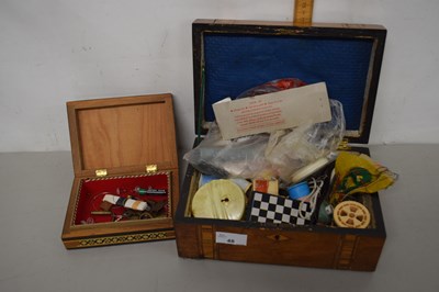 Lot 48 - A sewing box and contents plus another smaller...