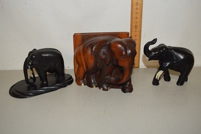 Lot 53 - Group of three hardwood elephant models