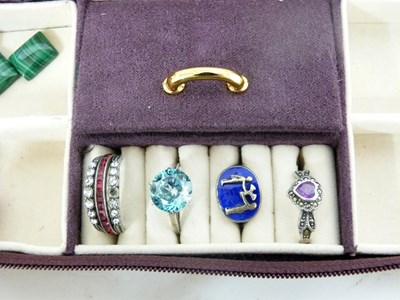 Lot 314 - Purple suede jewellery case to include small...