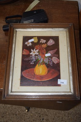 Lot 210 - Small still life study of a vase of flowers,...