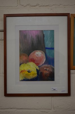 Lot 240 - Modern abstract study of apples and a vase,...