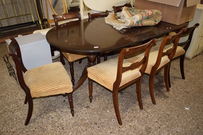 Lot 315 - A twin pedestal dining table and a harlequin...