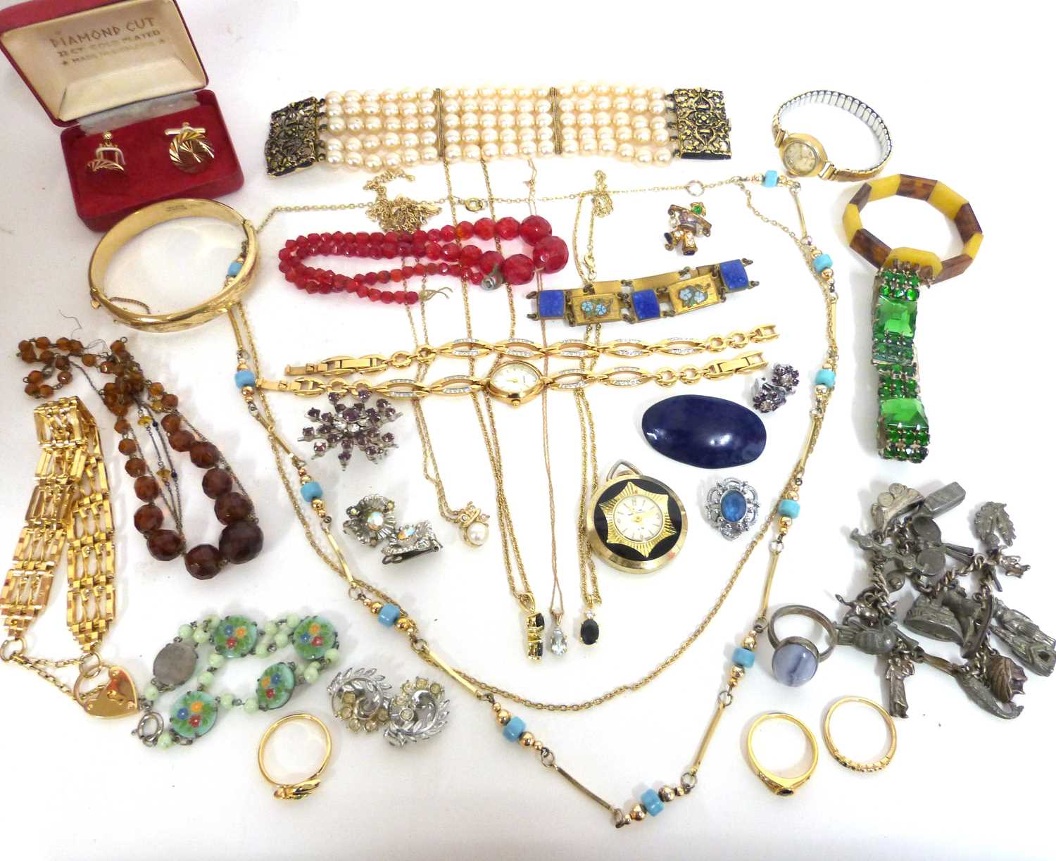 Lot 333 - Box of costume jewellery to include ladies