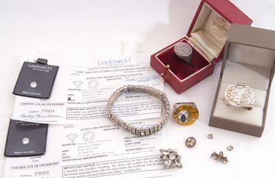 Lot 334 - Mixed Lot: two certificated cubic zirconia...