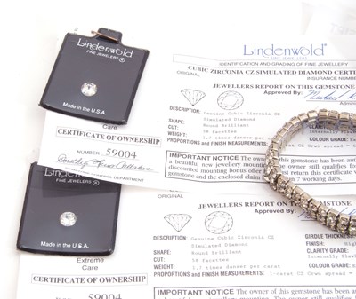 Lot 334 - Mixed Lot: two certificated cubic zirconia...