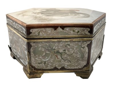 Lot 251 - An Oriental Cloisonne hexagonal box and cover,...