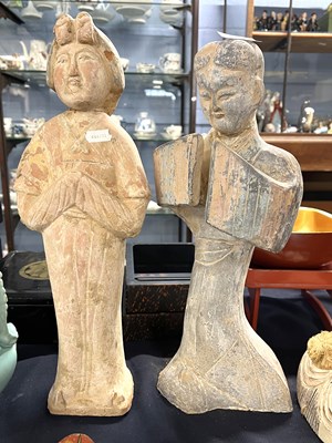 Lot 287 - Two terracotta Chinese burial figures, tallest...