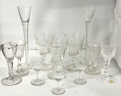 Lot 295 - A group of English drinking glasses, 18th...