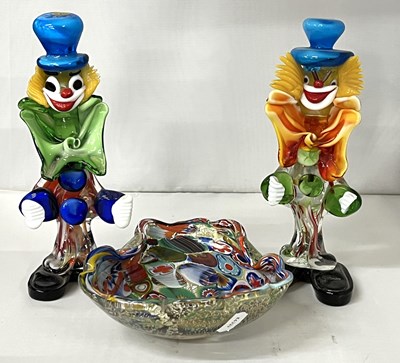 Lot 305 - Two Murano glass clowns, one with gold Murano...