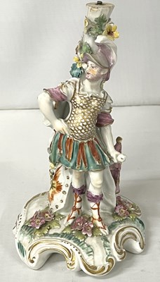 Lot 314 - An 18th Century Derby porcelain candlestick...