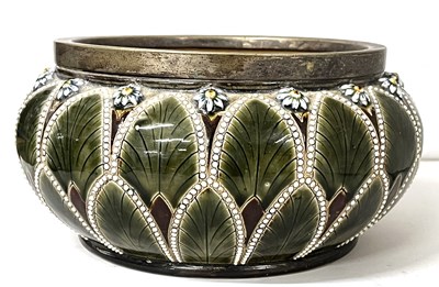 Lot 318 - A 19th Century Lambeth Doulton bowl with metal...