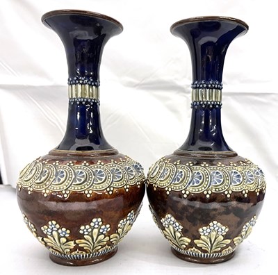 Lot 325 - Pair of Royal Doulton vases with applied...