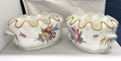 Lot 347 - A pair of continental porcelain jardinieres...