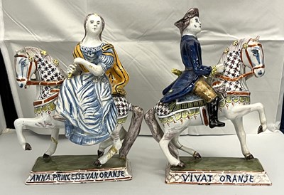 Lot 348 - A pair of 19th Century Dutch Delft figures...