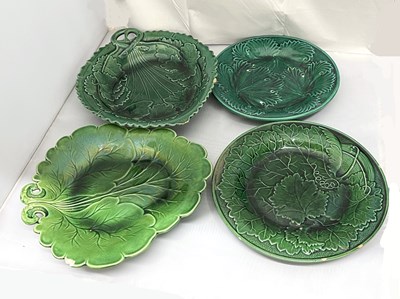 Lot 363 - A quantity of green glazed Maiolica plates and...