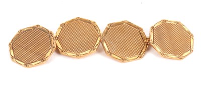 Lot 161 - A pair of 9ct cufflinks, the octagonal links...