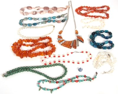 Lot 303 - A quantity of assorted bead necklaces, to...