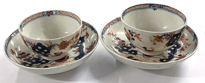 Lot 396 - Two Lowestoft tea bowls and saucers with...